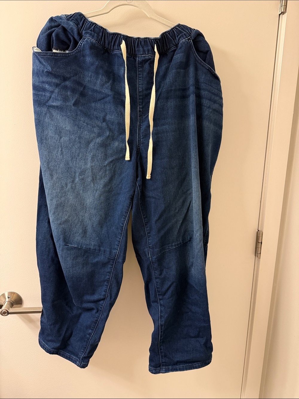 Lane Bryant Indigo Blue Drawstring Boyfriend Jeans
